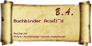 Buchbinder Acsád névjegykártya